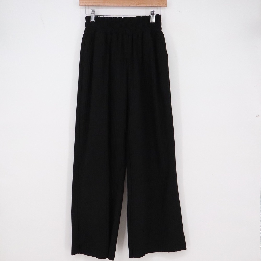 Maniere De Voir Pants Womens 6 Wide Leg Black Pleated High Waist Excellent